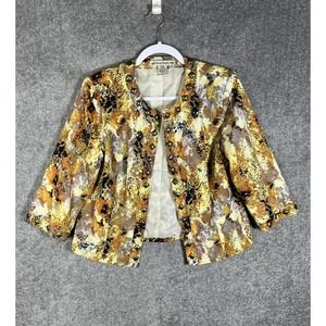 David Brooks Silk Tie Dye Long Sleeve Beaded‎ Open Blazer Jacket Women Medium